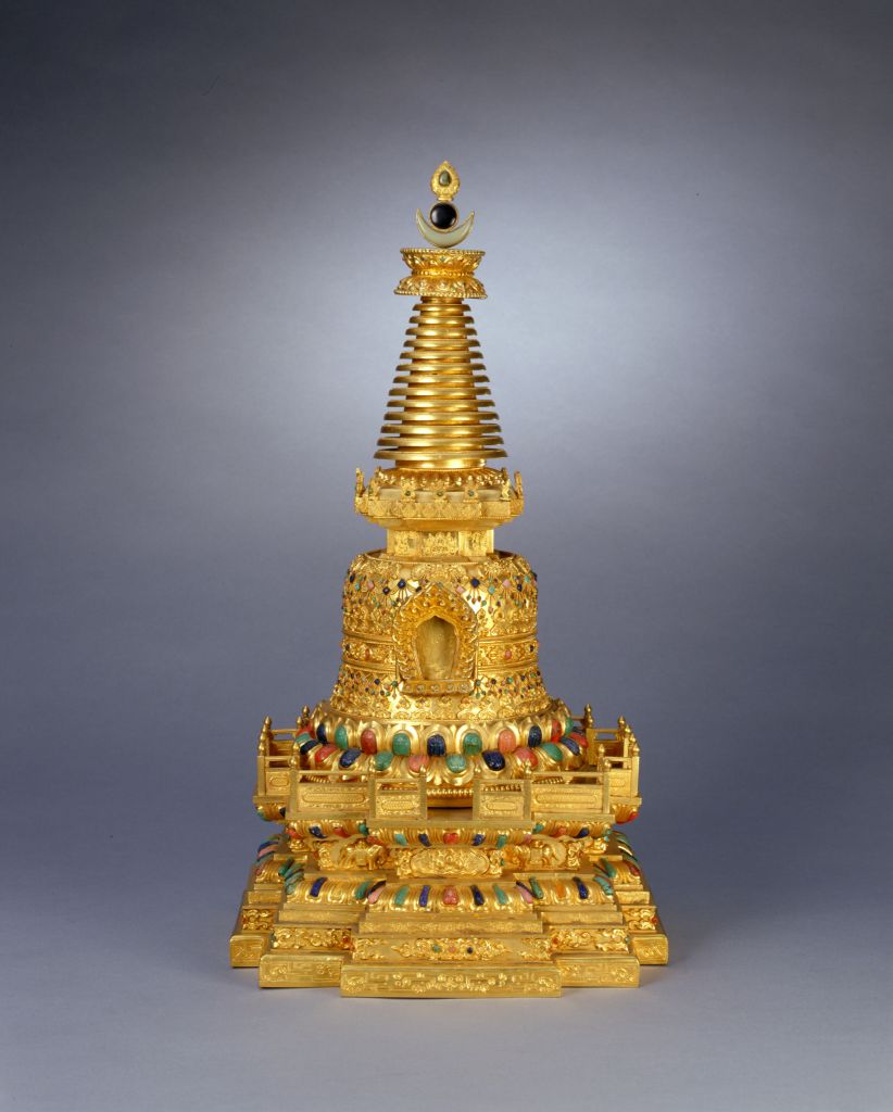 图片[1]-Gold inlaid jade pagoda-China Archive